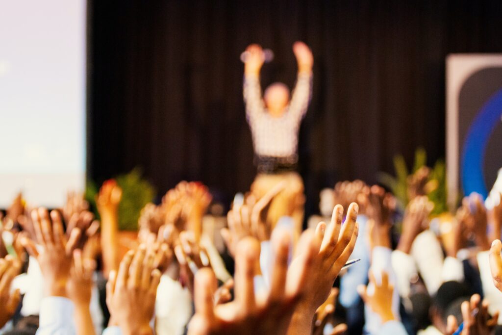 students hands up